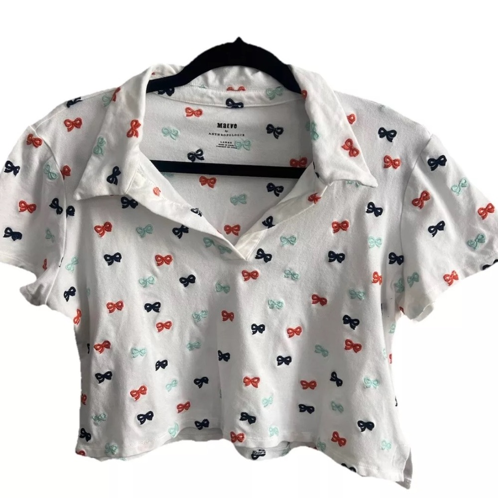 Anthropologie Maeve Bow Tie Collared Top